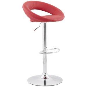 Tabouret de cuisine inox et cuir rouge