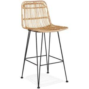 Tabouret de cuisine osier rotin tressé et métal