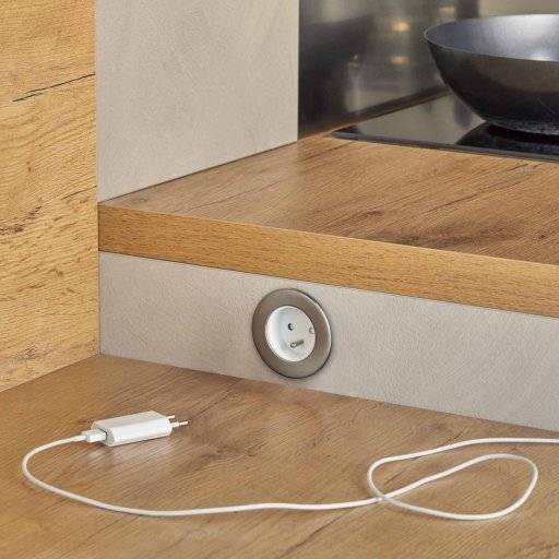 Prise simple murale ronde inox