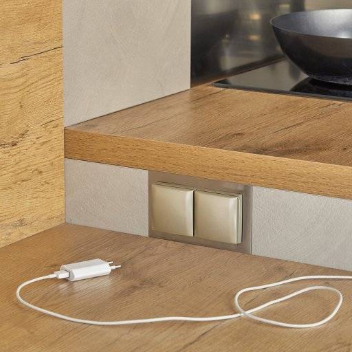 Prise murale double carré inox