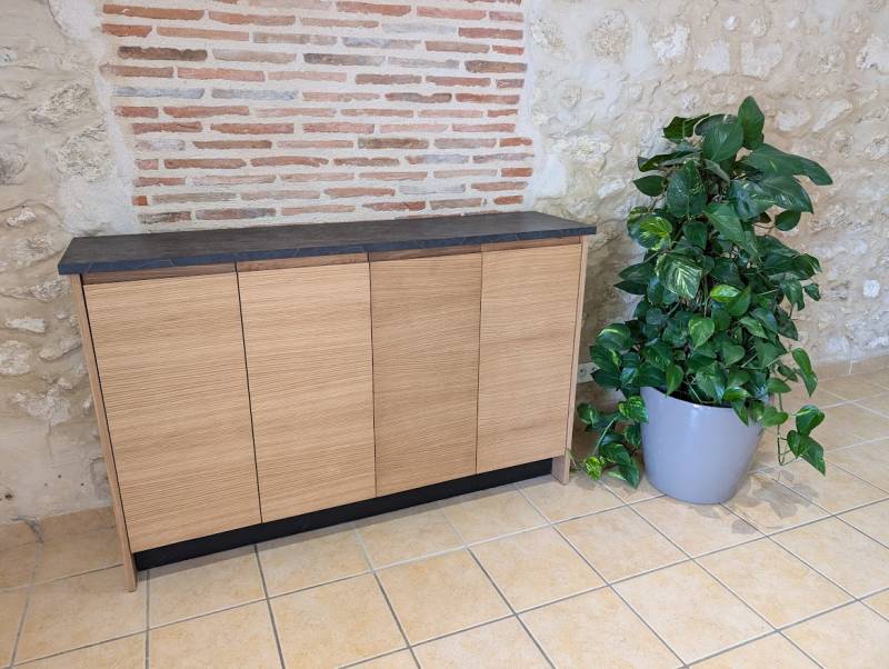 Création d'un buffet console sur mesure noir et bois à Saint Morillon