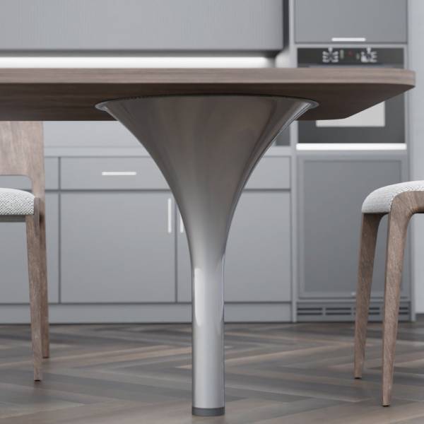 Pied de table conique pour plateau de table snack cuisine colori noir, blanc ou inox