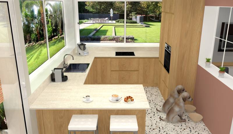 Création 3d d'une cuisine sur mesure cuisiniste Bordeaux pas cher et serieux