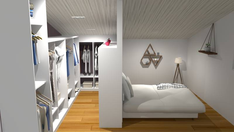 Création, conception, fabrication, installation d'un dressing sur mesure en U sous rampant à Gujan Mestras en Gironde