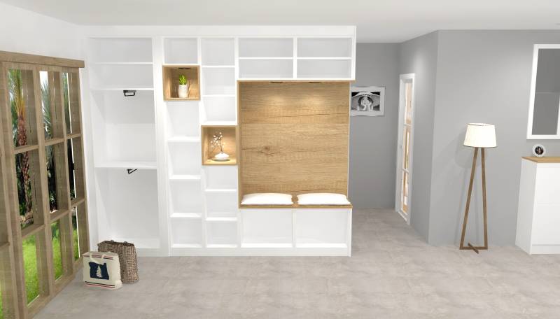 Meuble bibliothèque de rangement sur mesure fabriqué en Gironde par cuisiniste