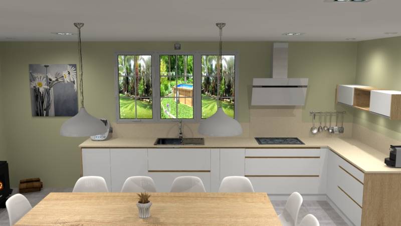 plan de travail stratifié bois colori billot