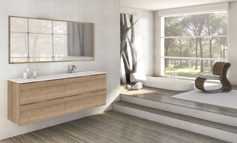 Réalisation d'une salle de bains avec plan vasque et bois