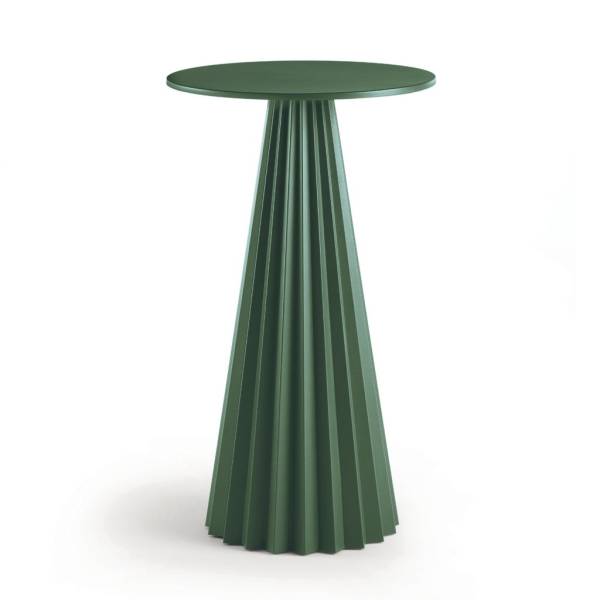 Piètement design de table ronde pour exterieur colori vert en métal à La Brède